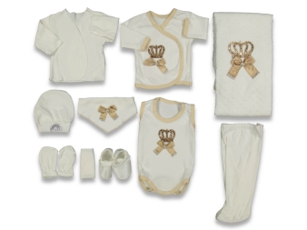 UNISEX 0/3 AY 10 LU TRİKO TAŞLI LÜX  ZIBIN SET