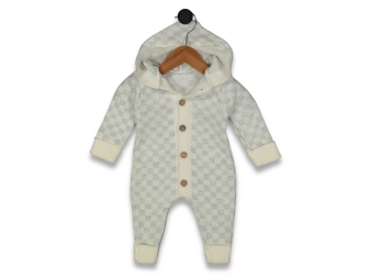 UNISEX 6/12 AY KARELİ KAPÜŞONLU TULUM