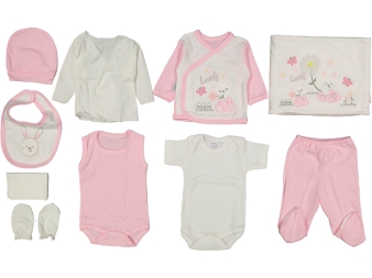 KIZ 1/3 AY PAPATYALI TAVŞAN NAKIŞLI 10 LU ZIBIN SET