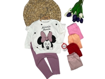 KIZ 9/24 AY MİNNİE FARE BASKILI 2'Lİ TAKIM