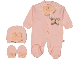 KIZ 3/9 AY DÜZ SOMON TAŞLI KELEBEKLİ TULUM SETİ