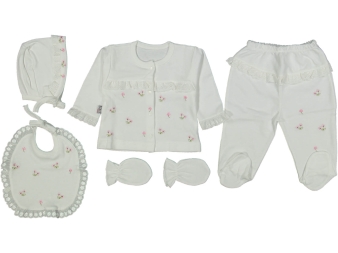 KIZ 1/3 AY FİSTO ÇİÇEKLİ 5Lİ ZIBIN SET