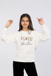 KIZ 9/12 YAŞ BALON KOL ÇİÇEKLİ SWEAT