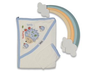 BEBE 1/24 AY ÇİFT KAT KİRPİ FAMİLY NAKIŞLI HAVLU SİLGİ