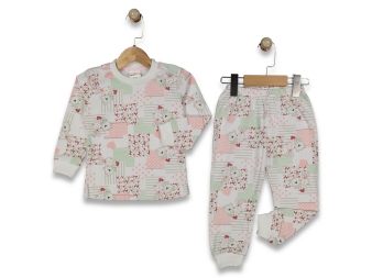 UNISEX 4/6 YAŞ TAVŞAN DESENLİ PİJAMA TAKIMI 4