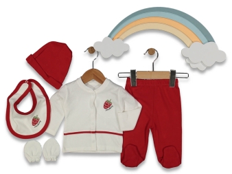 KIZ 3/6 AY ÇİLEK NAKIŞLI 5Lİ ZIBIN SET