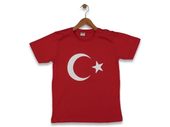 UNISEX 13/16 YAŞ KIRMIZI BAYRAK BASKILI TİŞÖRT