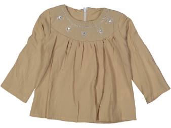 KIZ 1/4 YAŞ KALPLİ TAŞLI BLUZ