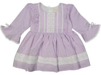 KIZ 2/5 YAŞ FIRFIRLI DANTELLİ KETEN ELBİSE