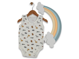 UNISEX 1/3YAŞ  HAYVANLAR ALEMİ ASKILI KÜÇÜK BADİ