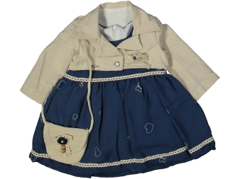 KIZ 6/24 AY BOLEROLU ÇİZGİLİ ELBİSE