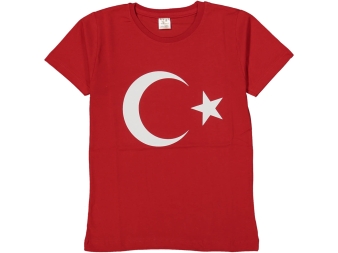 UNISEX 9/12 YAŞ KIRMIZI BAYRAK BASKILI TİŞÖRT