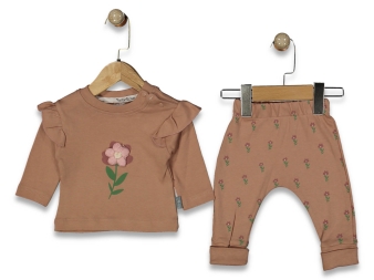 KIZ 3/12 AY DONİNO ÇİÇEK BASKILI 2 Lİ TAKIM