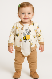 KIZ KIZ/KIZ AY ARI DESENLİ 3\'LÜ TAKIM