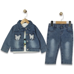 ERKEK 2/5 YAŞ KELEBEK BASKILI KOT 3\'LÜ TAKIM