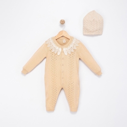 KIZ 3/12 AY YAKA DANTELLİ TRİKO TULUM ŞAPKA