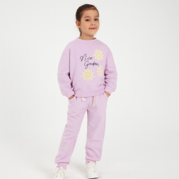 KIZ 3/6 YAŞ MEVSİMLİK ÇİÇEK APLİKE NAKIŞ BASKILI T