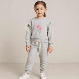 KIZ 3/6 YAŞ MEVSİMLİK LASSE ÇİÇEK NAKIŞLI TAKIM