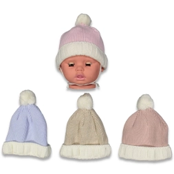 BEBE 12Lİ TRİKO İPLİ TEK PONPONLU BERE