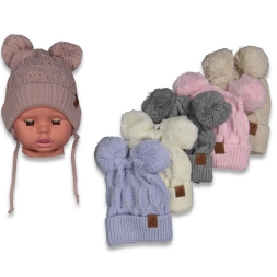 BEBE TRİKO ÇİFT PONPON  İPLİ  BERE