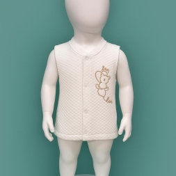 UNISEX 3/12 AY SEVİMLİ KALPLİ AYI NAKIŞLI YELEK