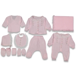 KIZ 1/3 AY FİSTOLU ÇİÇEK NAKIŞLI 10 LU ZIBIN SET