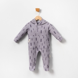 BELEMİR - 7026 / Kapüşonlu Cepli Baskılı Waffle Tulum