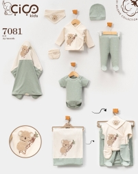 BELEMİR - 7081 / Koala Nakışlı  Organik 7\'li Hastane Çıkışı