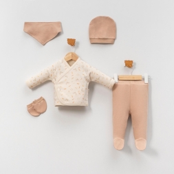 BELEMİR -7119 / Tavşan Baskılı 5\'li Kız Set