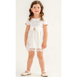 KIZ 2/4 YAŞ KALPLİ İNCİLİ ELBİSE