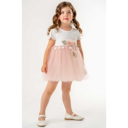 KIZ 2/4 YAŞ BELİ PÜSKÜLLÜ ELBİSE