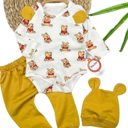 UNİSEX 3/12 AY AYI POOH KULAKLI 2\'Lİ TAKIM