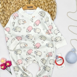 UNİSEX 3/12 AY KUZUCUK BASKILI ÇITÇITLI TULUM