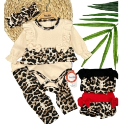 KIZ 3/12 AY LEOPAR DESEN FIRFIRLI 2Lİ TAKIM