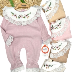 KIZ 3/12 AY ÇİÇEK NAKIŞ YAKALI TULUM