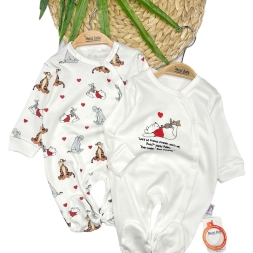 UNİSEX 0/6 AY POOH ANİM BASKILI 2Lİ TULUM