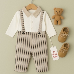 ERKEK 3/12 AY DİK ÇİZGİLİ DÜĞMELİ SALOPET