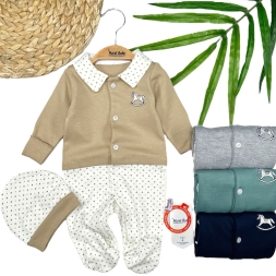 KIZ 0/6 AY ŞAPKALI BEBE YAKALI TULUM