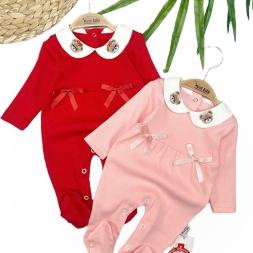 KIZ 0/6 AY YAKA AYICIK İŞLEMELİ KURDELALI TULUM