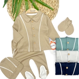 KIZ 0/6 AY DÜĞMELİ ELDİVENLİ 4LÜ TAKIM TAKIM