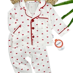 KIZ 3/12 AY MİNİK KALPLİ  PİJAMA TAKIM