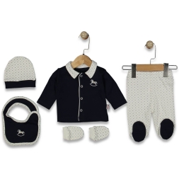 ERKEK 0/3 AY AT İŞLEMELİ ŞAPKALU TULUM