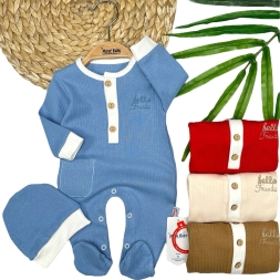 ERKEK 0/6 AY HELL BASKILI ŞAPKALI TULUM