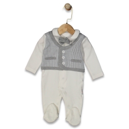 ERKEK 0/6 AY ÇİZGİLİ YELEKLİ TULUM