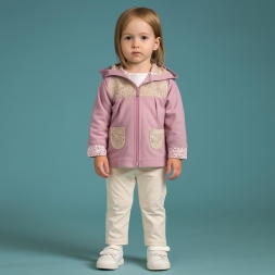 KIZ 3/12 AY KAPŞONLU CEP YAKALI DANTELLİ 3LÜ TAKIM