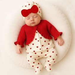 KIZ 3/6 AY ARMINA KÜÇÜK KALPLİ 3LU TAKIM