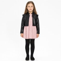 KIZ 1/4 YAŞ DERİ HIRKALI ELBİSE TAKIM