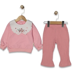 KIZ 6/18 AY MENDİL YAKA NAKISLI TAKIM