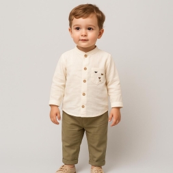 ERKEK 9/18 AY NAKIŞLI MÜSLİN İKİLİ  TAKIM