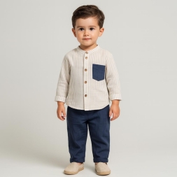 ERKEK 9/18 AY ÇİZGİLİ CEPLİ  TAKIM